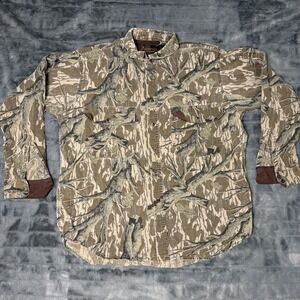 Browning Shirt Mens Large Brown Camouflage Twill Long Sleeve Button Up Hunting